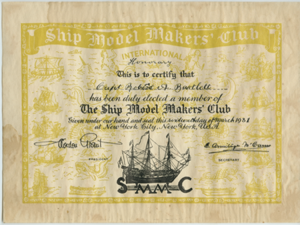 Image of Ship Model Makers' Club International Honorary M'ship, R.A. Bartlett